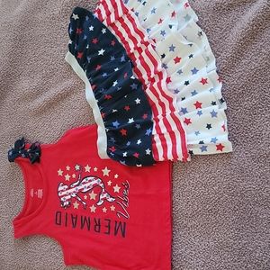 Girl's Red, White & Blue Mermaid Skirt Set 7/8